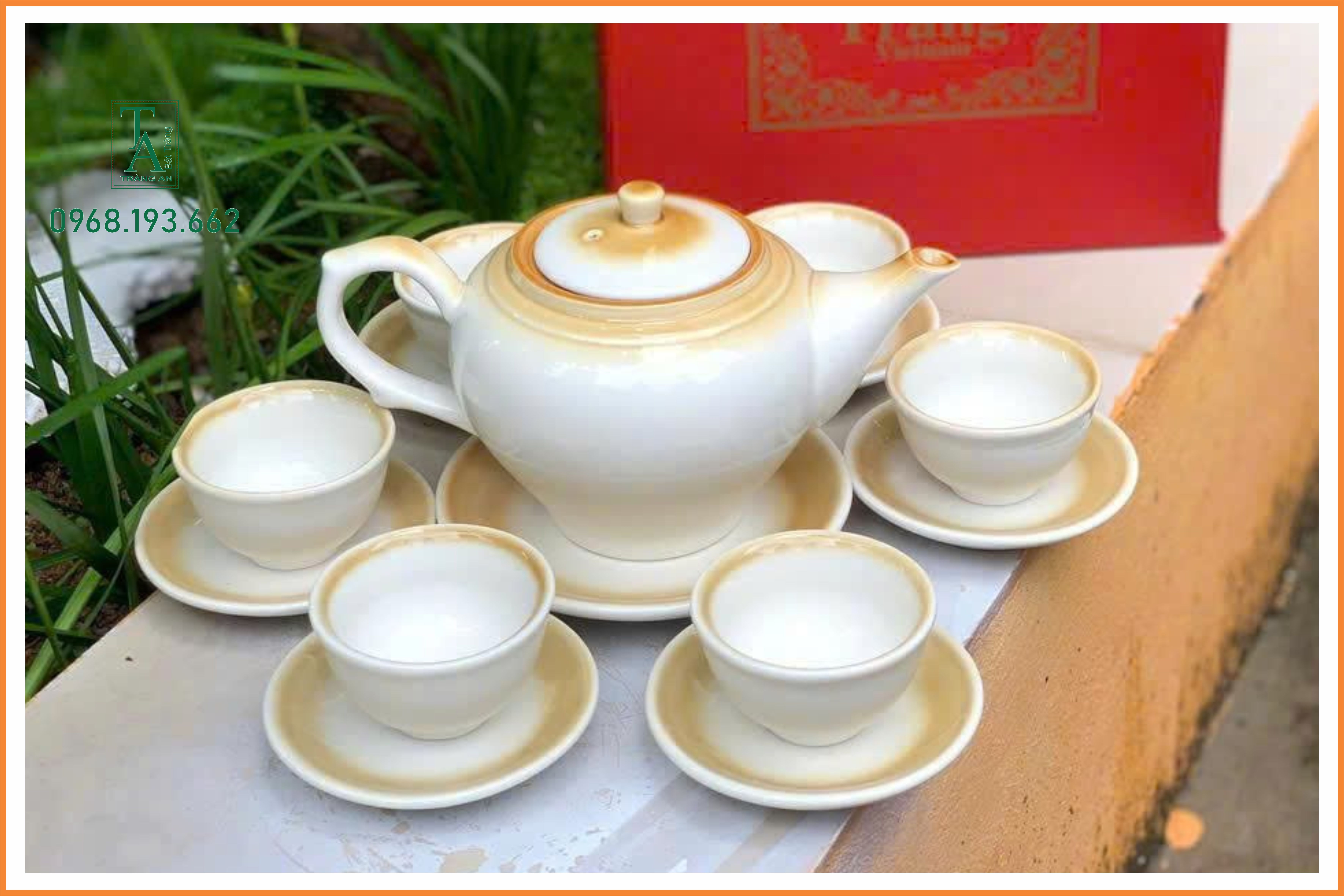 Bộ trà bát tràng cao cấp men hoàng thổ 3